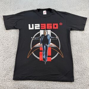 U2 360 Degrees 2011 Tour T Shirt Mens Medium Black Jerzees Made in USA Hang Tag